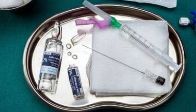 A prepped tray of preop materials.
